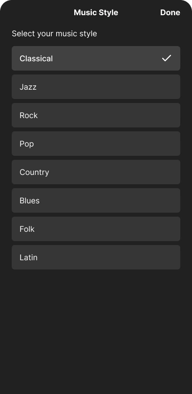 Select Music Style